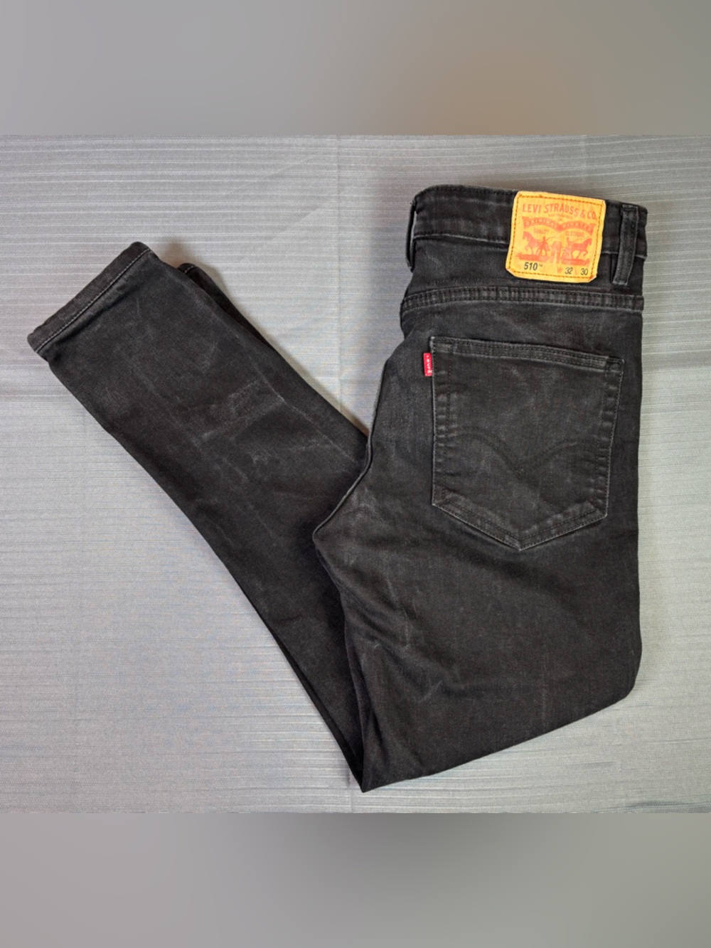Levi’s 510 Skinny Jeans W32 Black Washed Faded Slim Fit Mens